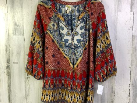 Blouse 3 4 Sleeve By Figuero & Flower In Red & Yellow, Size: L Online Sale