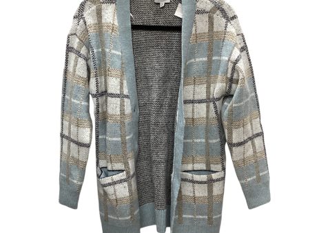 Sweater Cardigan By Cyrus Knits In Blue & Tan, Size: S Hot on Sale