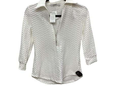 Athletic Top Long Sleeve Collar By Notations In White, Size: S on Sale