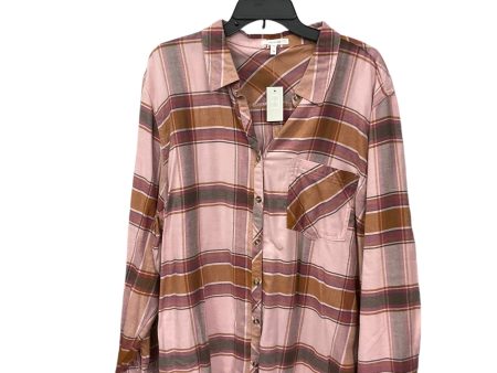 Blouse Long Sleeve By Maurices In Plaid Pattern, Size: 3x Online Hot Sale