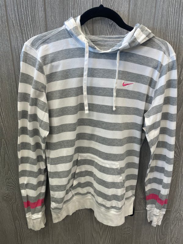 Athletic Sweatshirt Hoodie By Nike In Striped Pattern, Size: L Fashion