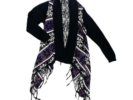 Sweater Cardigan By Poof In Black & Purple, Size: L For Discount