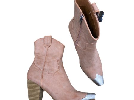 Boots Ankle Heels By BEAST FASHION In Pink & Tan, Size: 8.5 Fashion