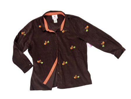 Jacket Shirt By Quaker Factory In Brown & Orange, Size: 2x Online