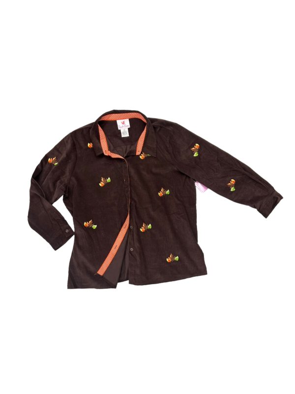 Jacket Shirt By Quaker Factory In Brown & Orange, Size: 2x Online